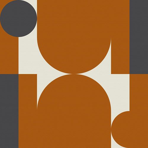 Abstracte geometrische retrostijl in donker goud, taupe, grijs XIX
