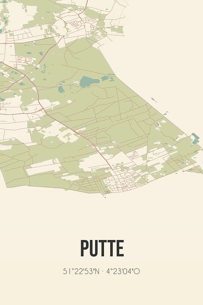 Vieille carte de Putte (Brabant du Nord) par Affiches de lieux