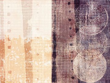 Moderne abstracte kunst. Cirkels en strepen in aardetinten.