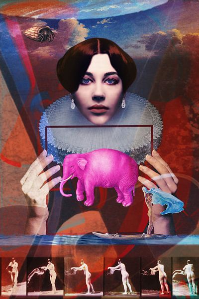 Freyda, bevrijd je geest (serie van 4); warm rood en oranje, blauw en felroze van Blikstjinder by Betty J