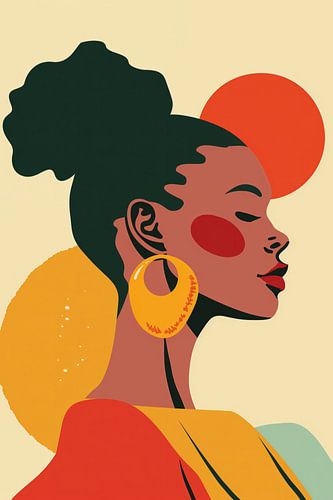 Modern Illustration of a Woman: A Play of Colours and Shapes