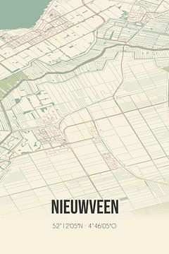 Vintage landkaart van Nieuwveen (Zuid-Holland) van MijnStadsPoster