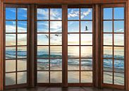 Uitzicht vanuit een houten venster van Bert Hooijer thumbnail