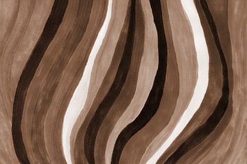 Retro funky waves. Abstract art in warm brown colors van Dina Dankers