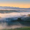 Panorama-Sonnenaufgang am Podere Belvedere, Toskana, Italien von Henk Meijer Photography