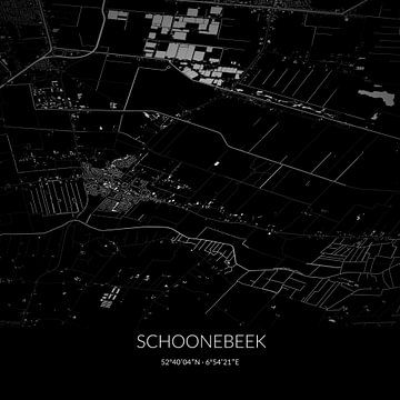 Zwart-witte landkaart van Schoonebeek, Drenthe. van Rezona
