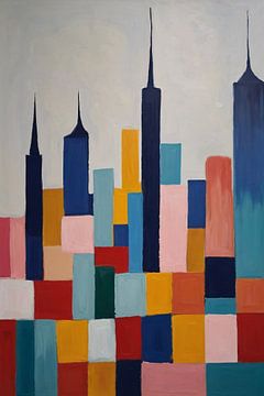 Skyline in Formen und Farben von De Muurdecoratie