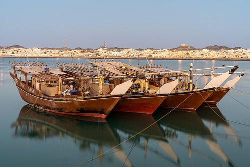 Dhows op Masirah Eiland Oman