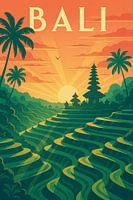 Bali Golden Horizon - Art Deco Sonnenuntergang Poster