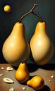 Kunst met fruit in het landschap Dali stijl van Egon Zitter thumbnail