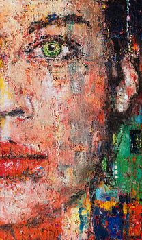 Green eye | Gezicht vrouw met groene ogen en rode lippen