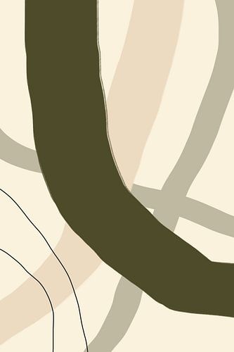 Formes organiques modernes abstraites et minimalistes en vert, beige et noir III