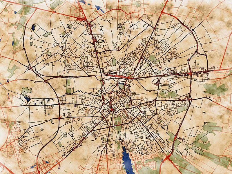 Map of Bourges with the style 'Serene Summer' by Maporia