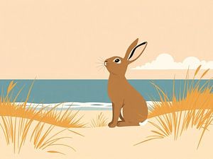 Ein Hase am Strand.