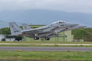 Take-off van 2 Japanse F-15J Eagles. van Jaap van den Berg
