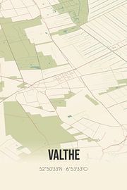 Vintage landkaart van Valthe (Drenthe) van Stad & Wand