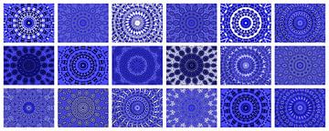 Blues (Collage met blauwe patronen) van Caroline Lichthart