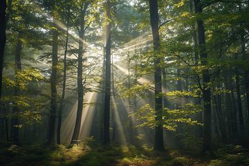 Magisch licht in het bos van fernlichtsicht