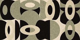 Bauhaus-Stil abstrakte industrielle Geometrie in Pastellgrün, Beige, Schwarz VII von Dina Dankers