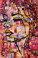 Vrouw portret modern roze schilderij