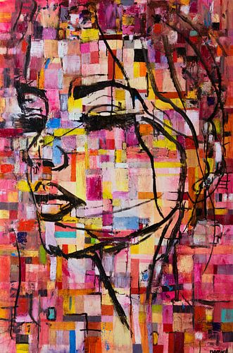 Portrait de femme peinture moderne rose