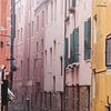 Reisfotografie: Pastelkleurige huizen in Venetië. van Danielle Roeleveld