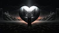 Dark Art abstrait - Coeur romantique en silhouette