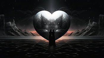 Abstracte Donkere Kunst - Romantisch Hart in Silhoue