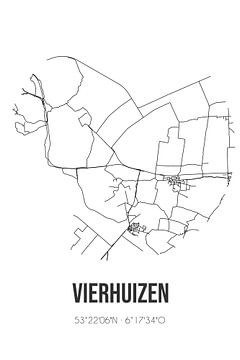 Vierhuizen (Groningen) | Landkaart | Zwart-wit van Rezona