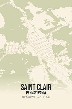 Vintage landkaart van Saint Clair (Pennsylvania), USA. van Rezona