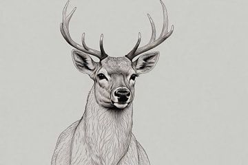Stylish Minimalist Deer Line Art by De Muurdecoratie
