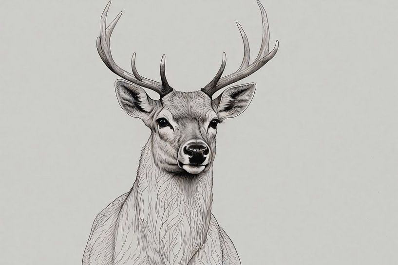 Stylish Minimalist Deer Line Art by Art & Soul Creations