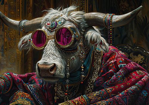 Yak Hipster | Regal Ruminant Reveler by Eye catching paintings