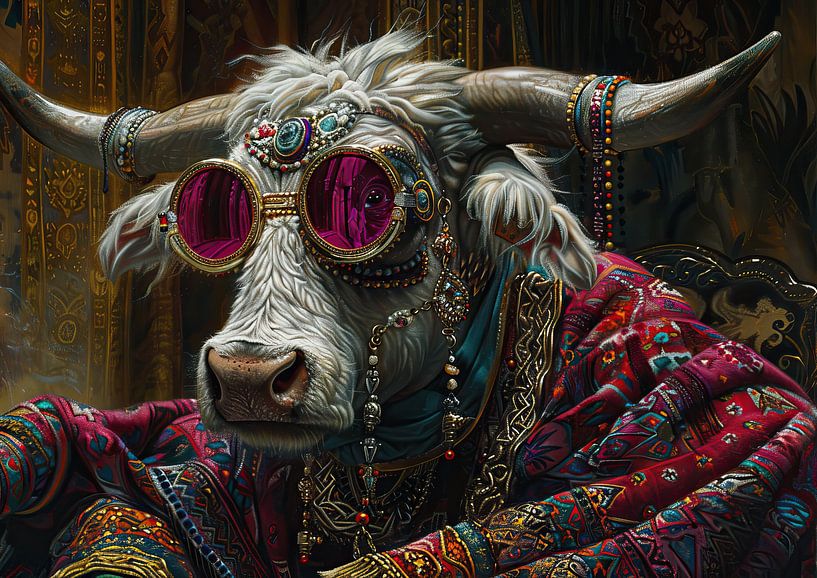 Yak Hipster | Regal Ruminant Reveler by Eye catching paintings