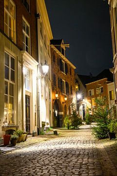 Deventer Winterabend Straßenansicht mit Weihnachtsdekoration von Sjoerd van der Wal Fotografie