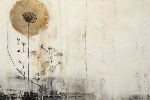 Landschaft mit Goldakzenten im Collage-Stil