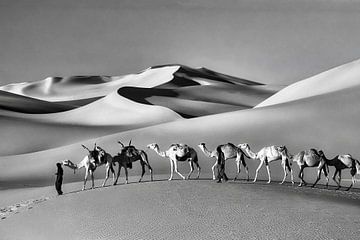 Niger. Sahara Desert. Camel caravan.