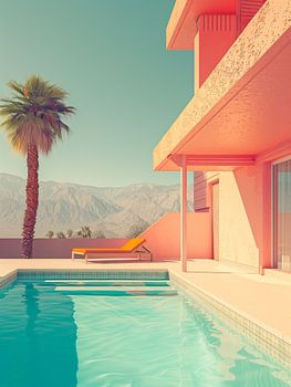 Palm Springs Schwimmbad im symmetrischen Stil - Retro Modern Photography