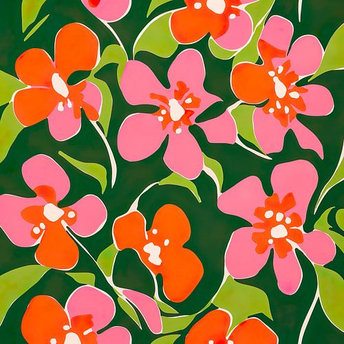 Bloemenpracht in rood en roze van Lauri Creates