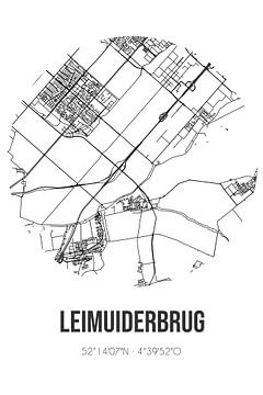 Leimuiderbrug (Noord-Holland) | Karte | Schwarz und Weiß von Rezona