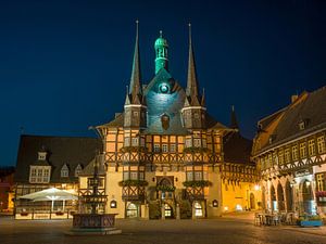 Marktplatz und Rathaus Wernigerode bei Nacht