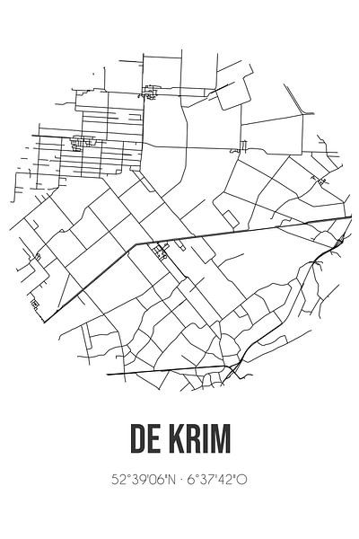 De Krim (Overijssel) | Map | Black and White by Prints of Place