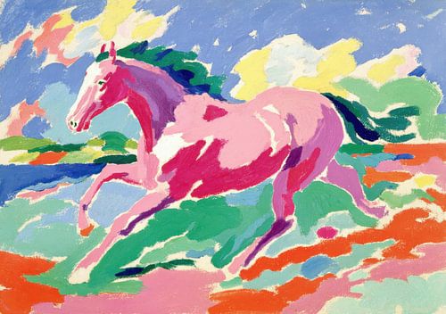 Galopperend paard in felle kleuren