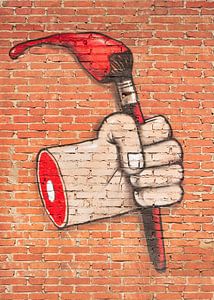 Expressive Straßenkunst auf einer Mauer von Tony Vingerhoets