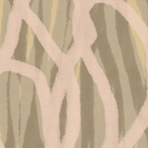 Beige en olijfgroene abstracte lijnen - minimalistisch schilderij