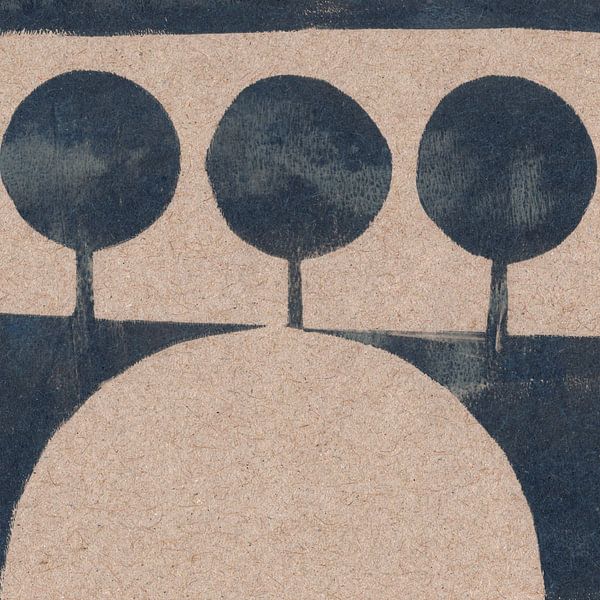 Retro abstracte geometrische vormen in blauw en beige van Dina Dankers