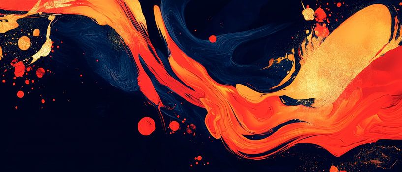 Farbige Aquarellkreativität auf Dunkelblau von Poster Art Shop