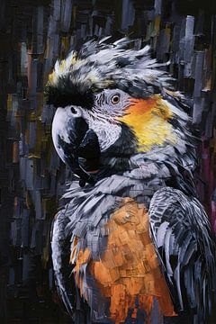 Abstract expression of a colourful parrot by De Muurdecoratie