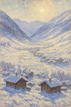 Verschneite alpine Stille - Monet-inspiriertes Wintertal