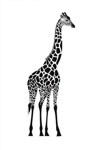 Elegante giraffe in zwart en wit